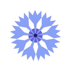 Cornflower blue floral icon. Flat geometric simple design. Estonian floral symbol. Logo sign for Estonia. Vector design