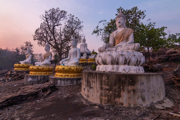 Large white Buddha statue at Khao Chad Temple, Udon Thani Province