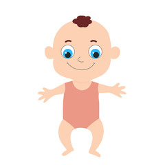 Newborn baby in peach bodysuit in cartoon style. Vector illustration in a flat style isolated on white background.