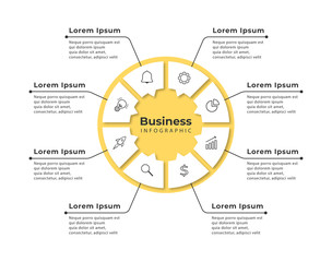 Infographic template elipse yellow with 8 steps 