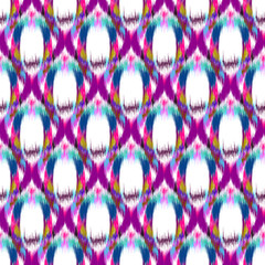 Ikat seamless colorful geometric pattern. Abstract background texture.	
