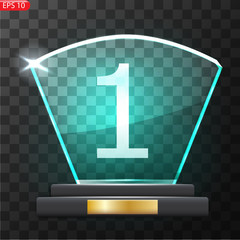 Glass Trophy Award. First place Prize plaque