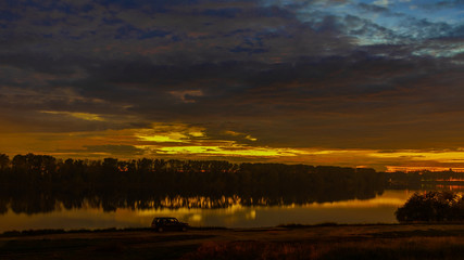 Night and dusk over the river