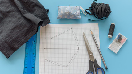 how to make a protective face mask at home from fabric, creating a markup pattern for sewing a mask, step-by-step instructions, step 1