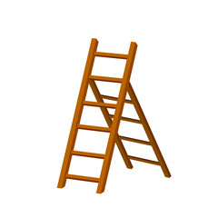 Stairs. Object for climbing to the top in isometric view. Cartoon flat illustration. Brown wooden stepladder