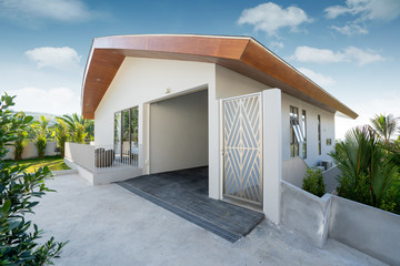 Exterior design in villa, house and home feature carport and main entrance of the house