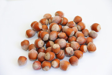 hazelnuts isolated on white background