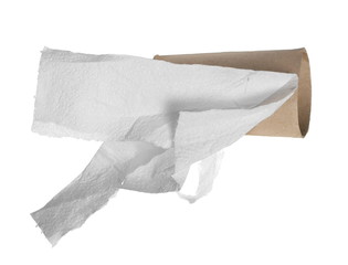 Empty toilet paper roll isolated on white background with clipping path 