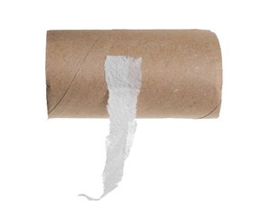 Empty toilet paper roll isolated on white background with clipping path 