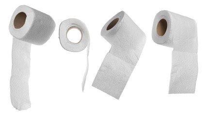 Set toilet paper roll isolated on white background with clipping path 
