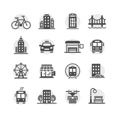 city infrastructure icons vector set