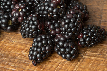 blackberries on wooden table