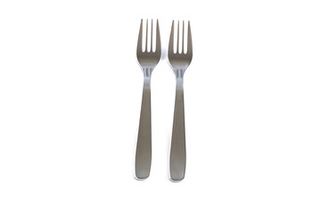 Dessert forks on a white background