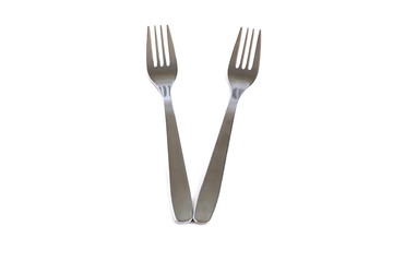 Dessert forks on a white background