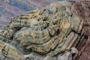 Colourful rocks in east Greenland close up. Rock texture.