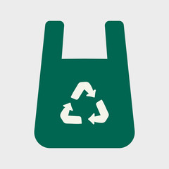 Plastic bag with recycle sign. Bag icon. Vector illustration.