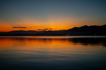 Fototapeta na wymiar Sunset landscape lagoon