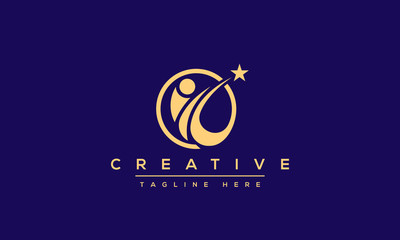 Abstract human figure star logo design. Reach your dreams, success, goal creative symbol idea concept.
