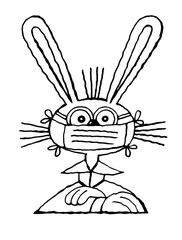 rabbit face mask easter corona virus cartoon