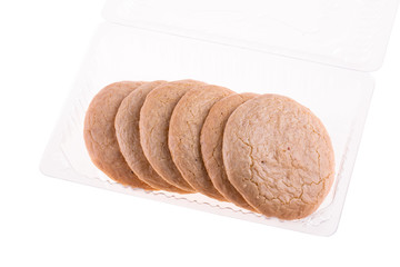 Oatmeal cookies with beze in plastic packaging