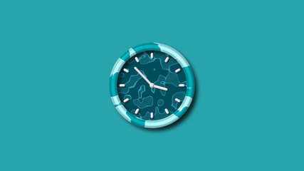 3d wall clock icon,cyan dark clock isolated,New 3d clock isolated