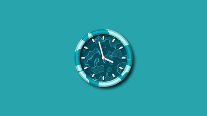 3d wall clock icon,cyan dark clock isolated,New 3d clock isolated