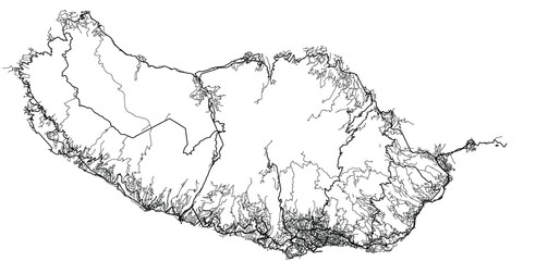 Urban vector city map of Madeira Island, Portugal