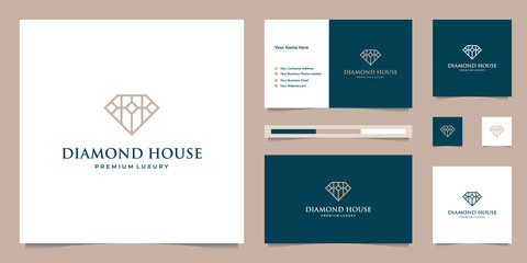 diamonds and house. abstract design concepts for real estate agents, hotels, residences. symbol for building. logo design and business card templates.