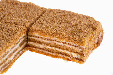 Honey cake with cream and honey cows
