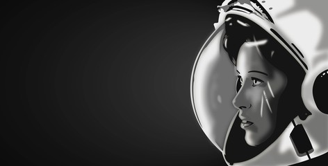 female astronaut inside her space suit - feminist science © JuanCarlos