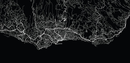 Urban vector city map of Funchal, Madeira, Portugal