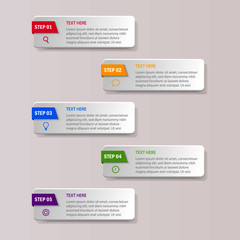 business infographics template. numbers 5 steps isolated on white background. illustration vector.	