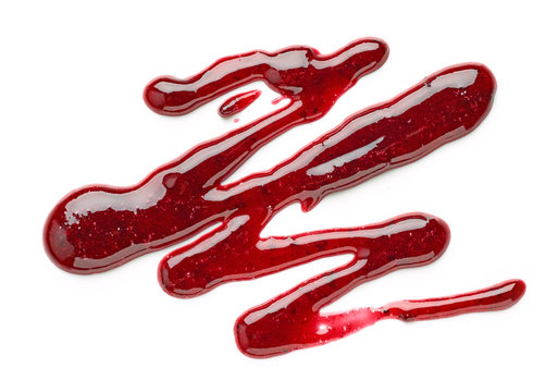 blackcurrant jam on white background