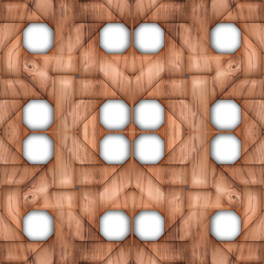 Decorative carved and woven wood pattern, 3d illustration.