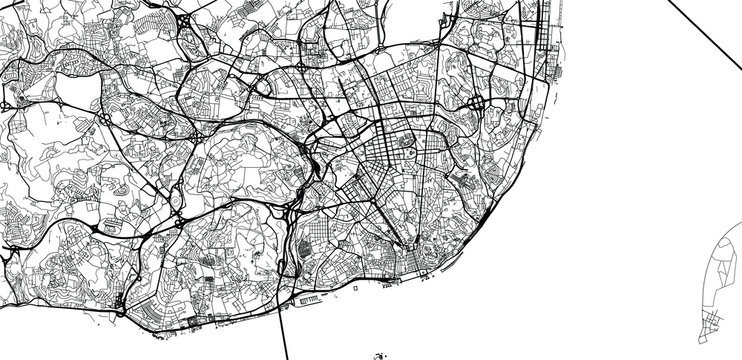 Urban vector city map of Lisbon, Portugal