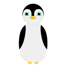 Penguin. Funny cartoon penguin. Isolated on a white. 