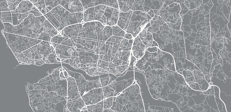 Urban vector city map of Porto, Portugal