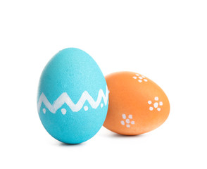 Colorful Easter eggs with different patterns isolated on white