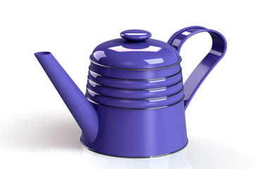 Enamelled metal teapot for making fresh tea. 3D render