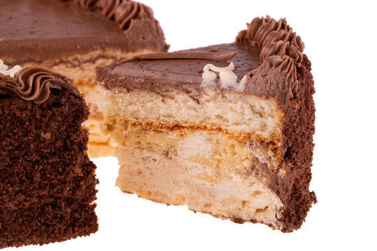 Piece of Kiev cake with a layer of bese