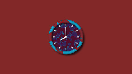Beautiful 3d wall clock isolated on red dark background,3d clock icon
