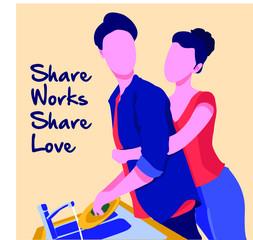 vector illustration of a happy couple