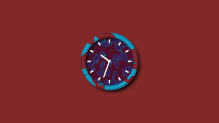Beautiful 3d wall clock isolated on red dark background,3d clock icon