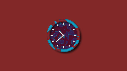 Beautiful 3d wall clock isolated on red dark background,3d clock icon