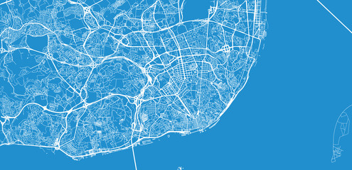 Urban vector city map of Lisbon, Portugal