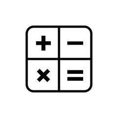 Operator math icon or education math. Element symbol off add, minus, multiple,  equals isolated on white background. Simple illustration of operator math can be used for web, logo, mobile app
