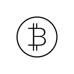Bitcoin or cryptocurrency line icon. Element icon symbol currency isolated on white background. 