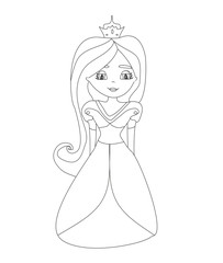cute little princess coloring book - doodle illustration