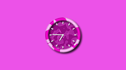 Pink 3d wall clock isolated,army design 3d wall clock,clock icon