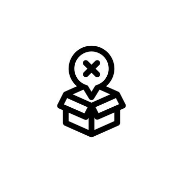 Wrong Package Unboxing Outline Icon Vector Illustration
